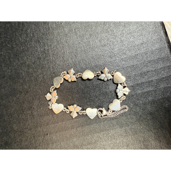Retired James Avery Sterling Silver Heart and Angel Link Bracelet w/Safety Chain - Picture 9 of 13